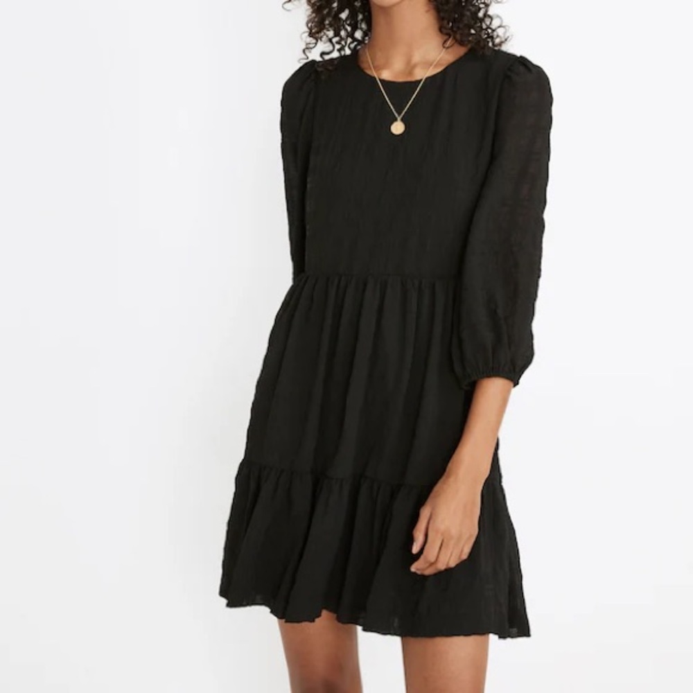 Madewell Puff-Sleeve Ruffle-Hem Mini Dress Size 4